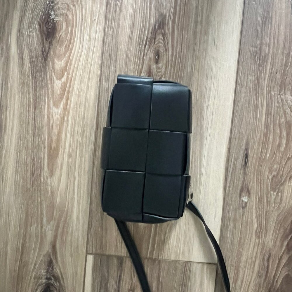 Black Woven Belt/Crossbody Bag with Adjustable Strap
